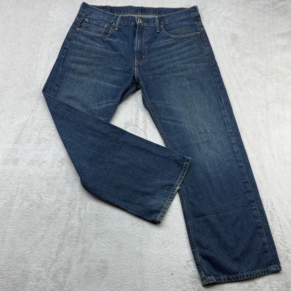 Levi's 569 Loose Straight Jeans Mens 34x30 Blue Dark Wash Denim Casual Whiskered